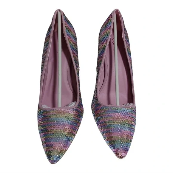 PINK and blue sequin closed toe pumps by Shoe Republic LA various sizes - Picture 7 of 12